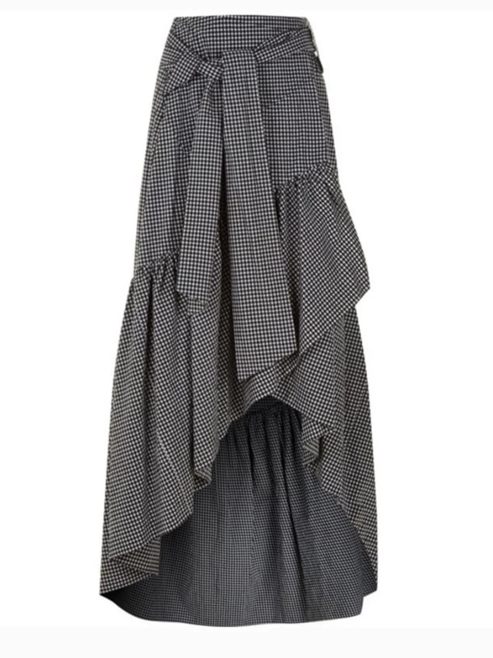 Pinko Asymmetrical Black white Gingham Midi Skirt 8